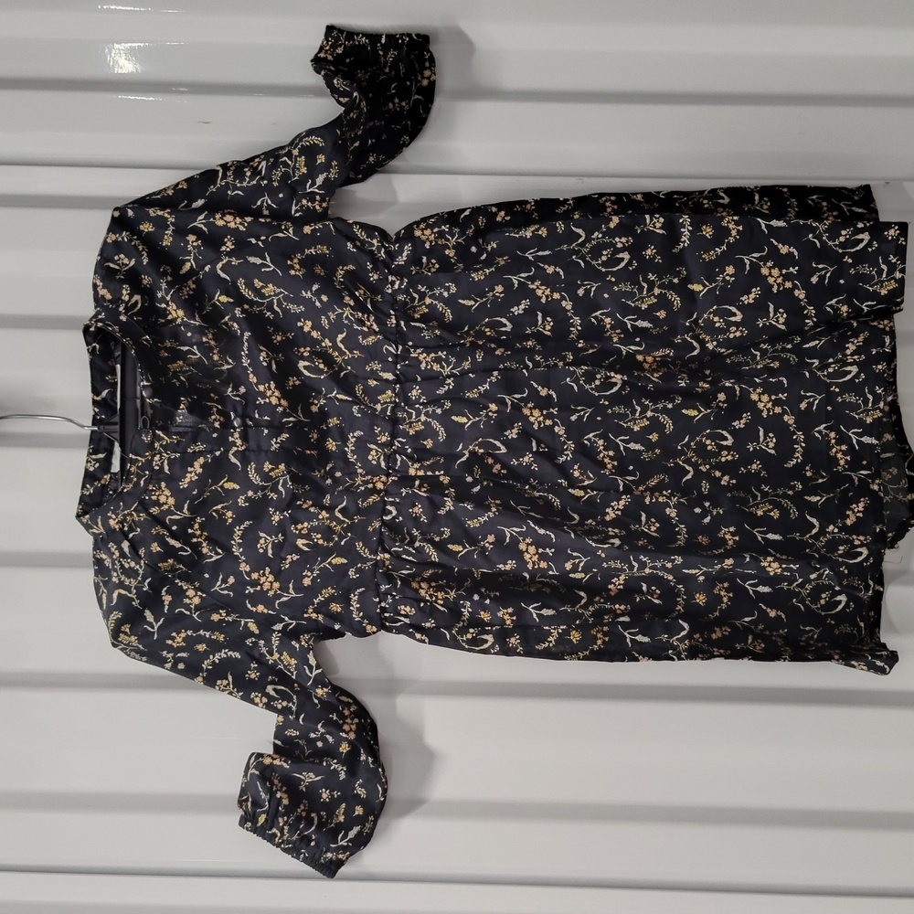 H & M GIRL'S 2T NEW LiL HENLEY PRAIRIE DRESS. 100% COTTON, WHEAT 🌾 on BLACK